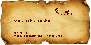 Korenika Andor névjegykártya