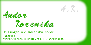 andor korenika business card